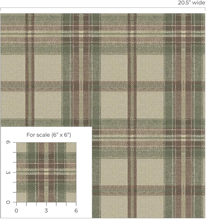 NextWall Harry & Grace Herringbone Plaid Premium Matte Non-Woven Peel and Stick