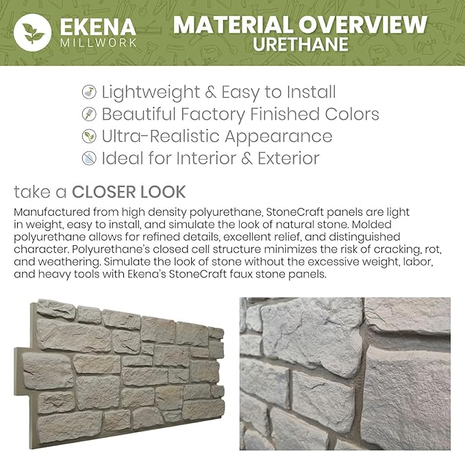 EverStone Herringbone Faux Brick Panel, 46 1/2"W x 25 1/4"H x 1"D, Farmhouse