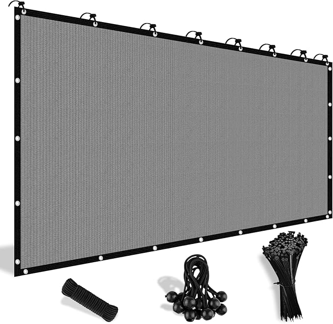 Shade&Beyond Customized Size 90% Sun Shade Cloth with Grommets, 10' X 10' Pergola Shade Cover Canopy, Mesh Tarp Sun Screens for Patio, Outdoor, Garden, Backyard, Light Gray, GN10
