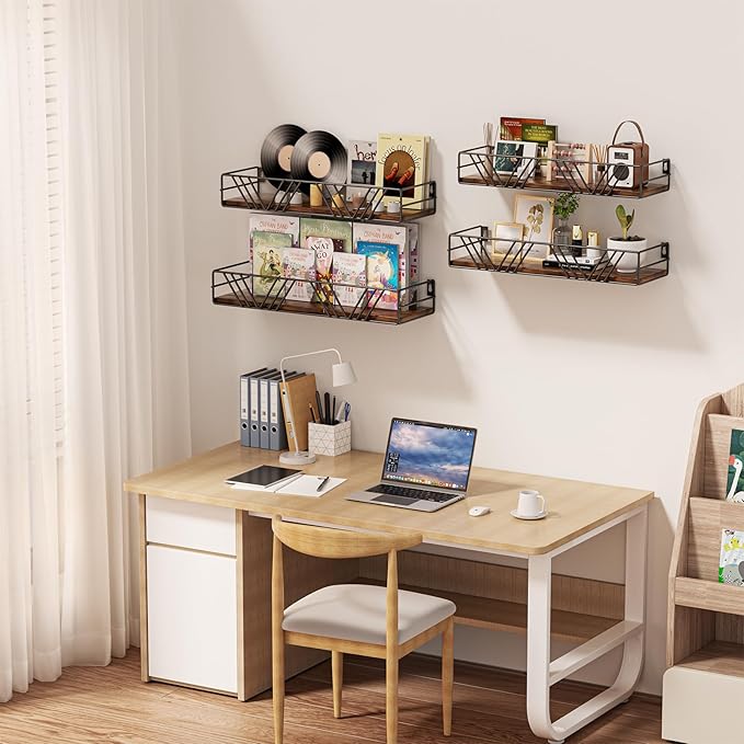 Floating Shelves for Wall, 4 Sets Rustic Wall Mounted Shelves