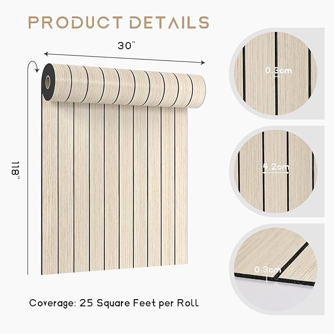 VEELIKE Coastal Oak Wood Wall Panels Peel and Stick Light Oak Wood Slat Wall