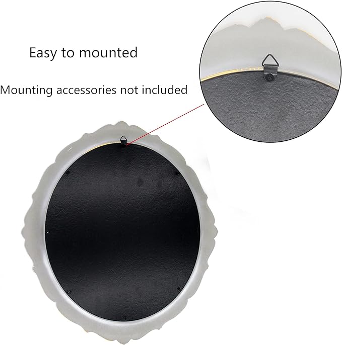 YCHMIR 14.8 x 13.1 inch Oval Wall Mirror Vintage Style Wall Mounted