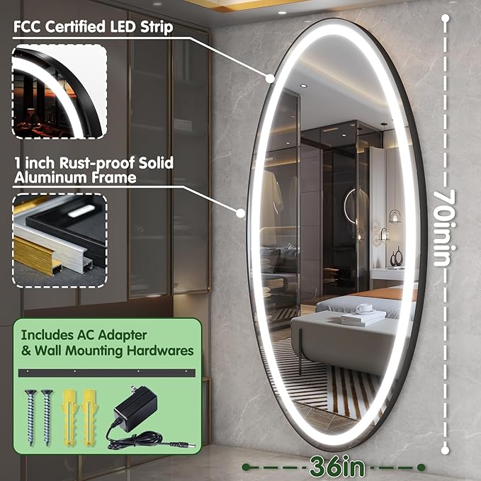 FENNIO 70" x 36" Large Wall Mounted Mirror