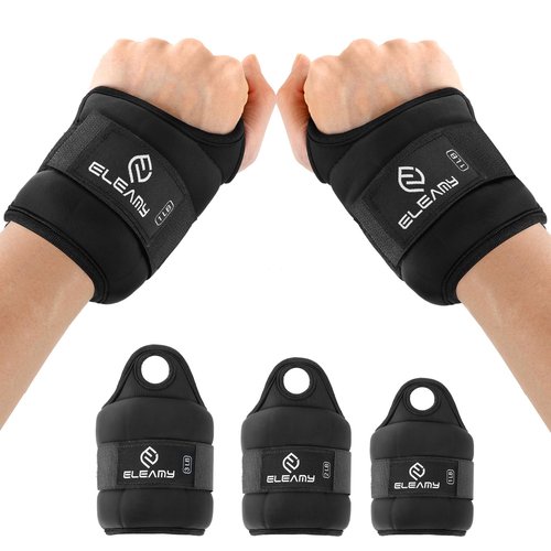 ELEAMY Wrist Weights with Thumb Loops Lock for Women & Men, 0.5lb*2/1lb*2/1.5lb*2/2lb*2/3lb*2,Premium Ice Silk Fabric,Comfortable & Tear Resistant for Walking,Running,Fitness and Moreï¼Â1lb*2 Blackï¼Â