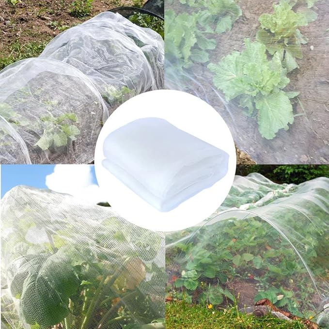 Agfabric Garden Netting 16'x25' Insect Pest Barrier Bird Netting for Garden Protection,Row Cover Mesh Netting for Vegetables Fruit Trees and Plants,White