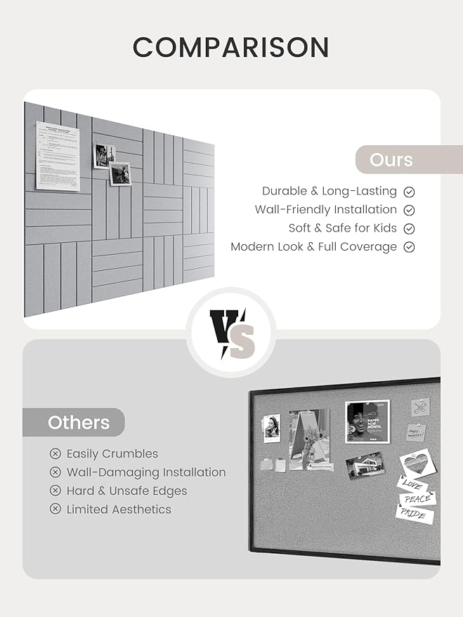 Bumusty Large Cork Board Alternative-48 x 36" Felt Bulletin Board Tiles