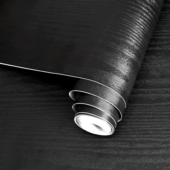 practicalWs Black Wood Contact Paper 17.7'' x 393.7'' Peel and Stick Wood
