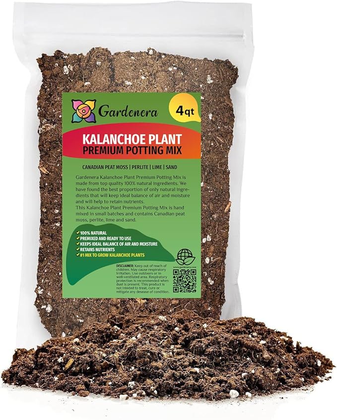 Premium Potting Mix for Kalanchoe Plants by Gardenera - Achieve Optimal Health and Blooming Splendor - 4 Quart