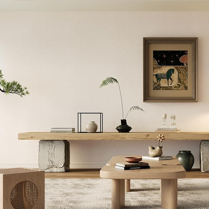 Natural White Wallpaper Grasscloth Textured Peel and Stick Wall