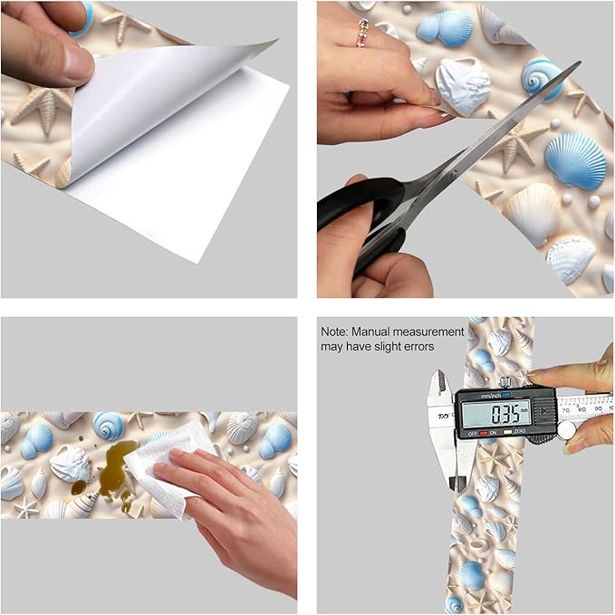HOMETITUTE Wallpaper Border Peel and Stick Coastal Seashell Texture Decorative