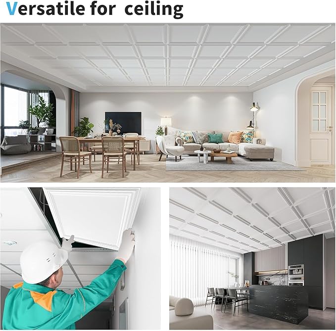Art3d 12-Pack Drop Relief Ceiling Tiles