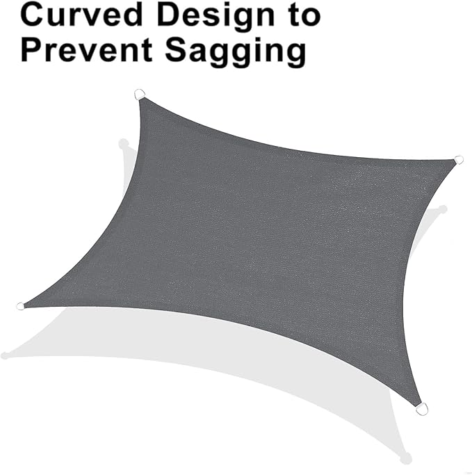 LOVE STORY Custom Size 6'x12' Dark Grey Sun Shade Sail Rectangle UV Block Canopy Patio Sail Sunshades Fabric for Outdoor Garden Carport (We Make Custom Size)