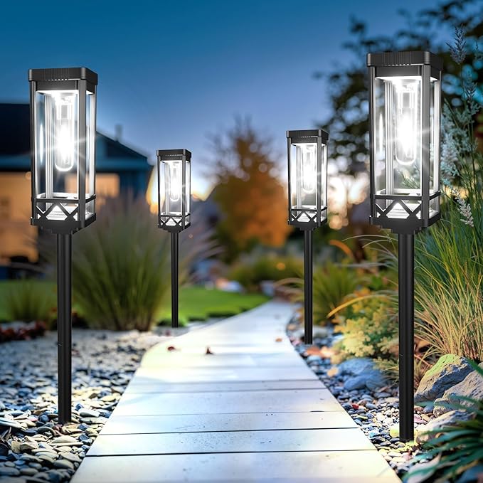 KOOPER Taller Solar Pathway Lights Outdoor, 12 Pack Upgraded Brighter Solar Garden Lights Solar Powered, Up to 15 Hours Outdoor Solar Lights for Yard Landscape Path Walkway Driveway (Cool White)