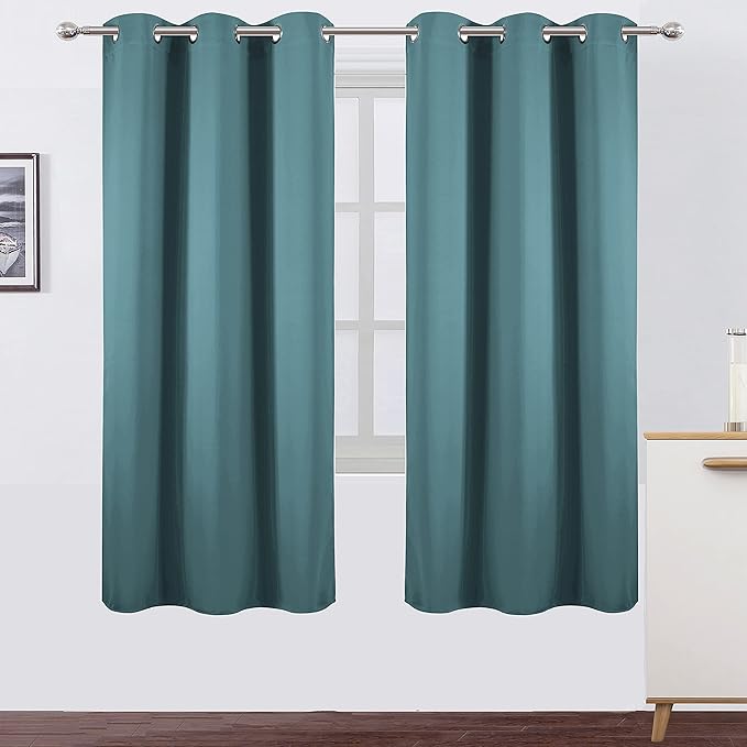 LEMOMO Sea Teal Thermal Blackout Curtains/42 x 72 Inch/Set of 2 Panels Room
