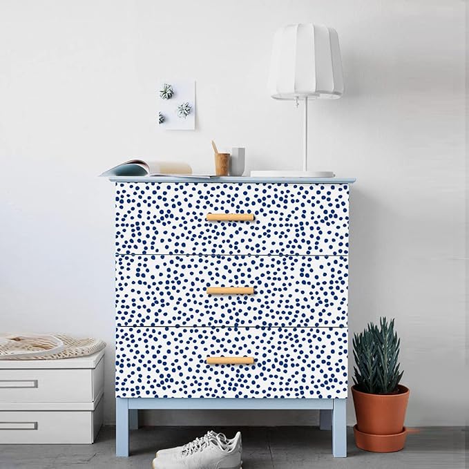 Jeweluck Blue Polka Dot Peel and Stick Wallpaper Blue and White Contact Paper