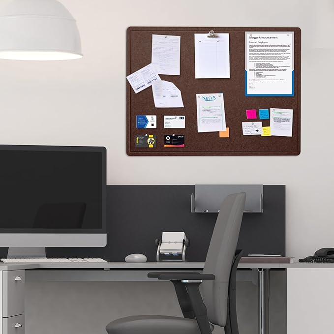 Bulletin Board, 24 x 18 inches Felt Board Decorative Pin Board, Cork Board