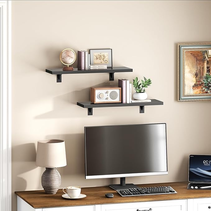 HOOBRO Floating Shelves for Wall, 15.4" Wall Mounted Shelves Set of 2, Hanging