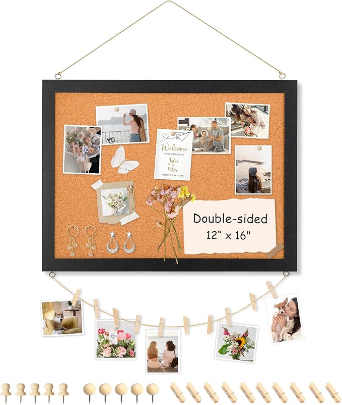 Double-Sided Cork Board for Wall, Picture Display Vision Board Corkboards for