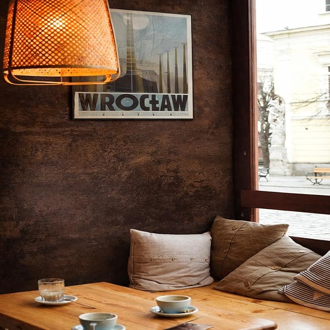 Bumoo Coffee Limewash Peel and Stick Wallpaper 32'' x 354'' Brown Concrete