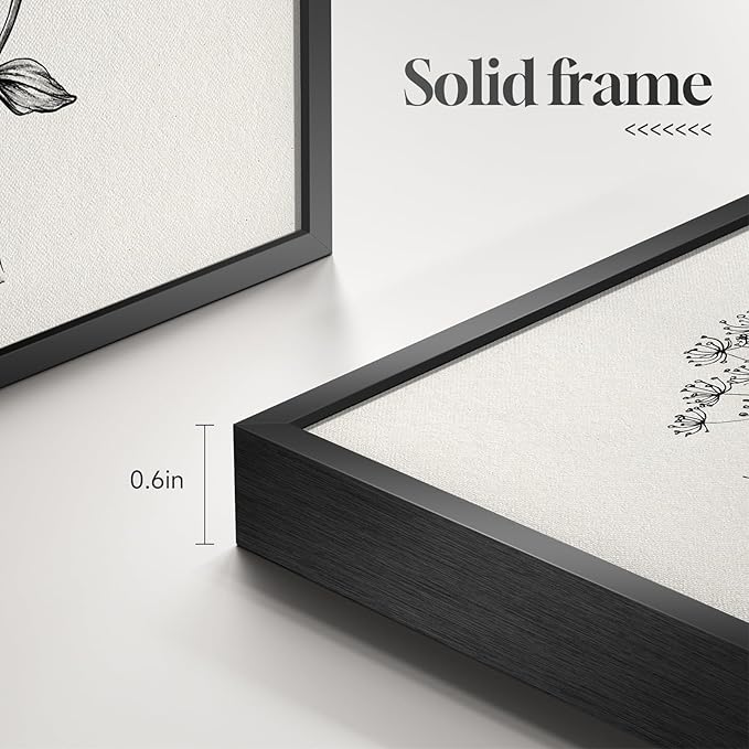 Framed Black and White Floral Wall Art