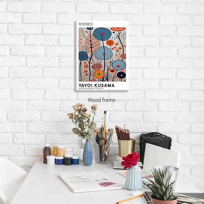 Yayoi Kusama Framed Wall Art 11x14in Vintage Japanese Painting Posters Tokyo