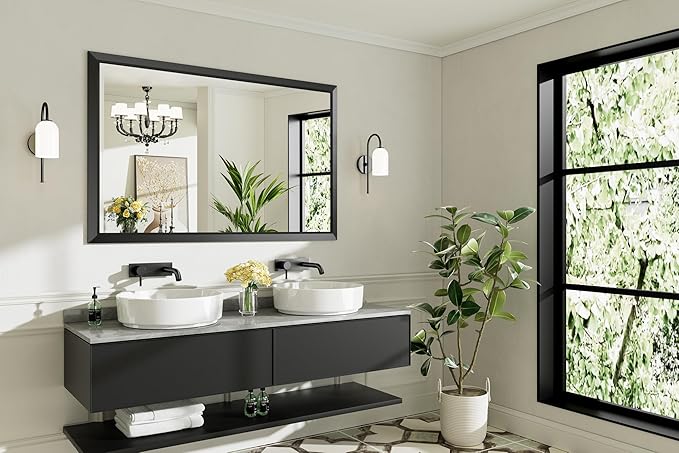 Briivue 55x36 Inch Black Bathroom Mirror