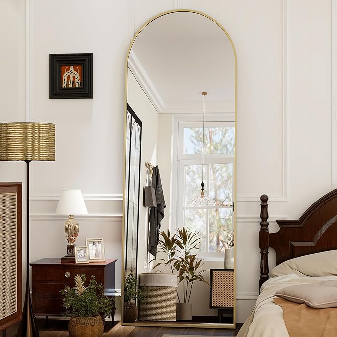 GLSLAND-21x64 inch Full Length Mirror-Aluminum Alloy Frame-Arch Mirror Full