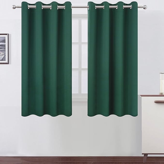 LEMOMO Dark Green Bedroom Blackout Curtains/52 x 54 Inch Long/Set of 2 Curtain