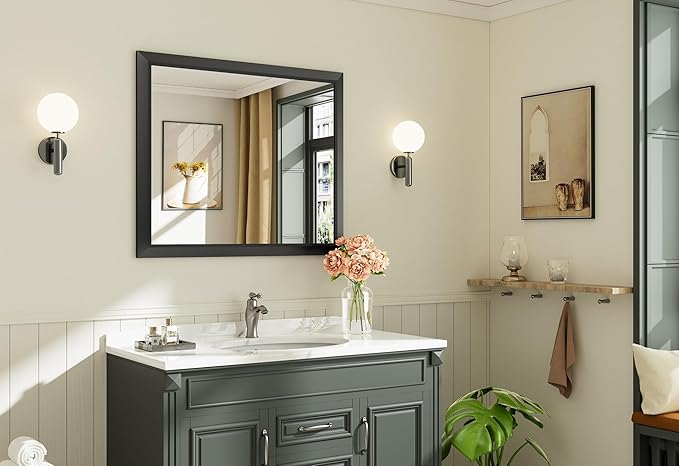 Briivue 36x30 Inch Black Bathroom Mirror