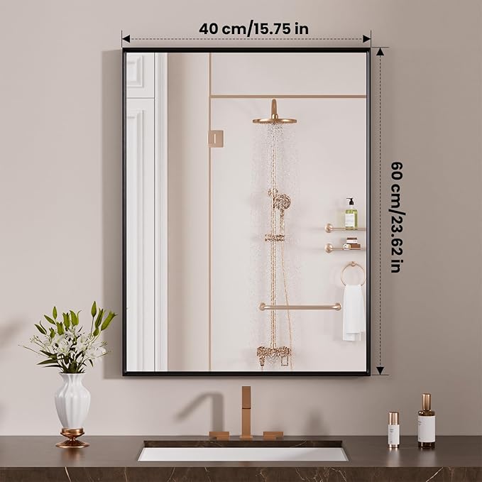 LOAAO Black Bathroom Mirror 16"X24"
