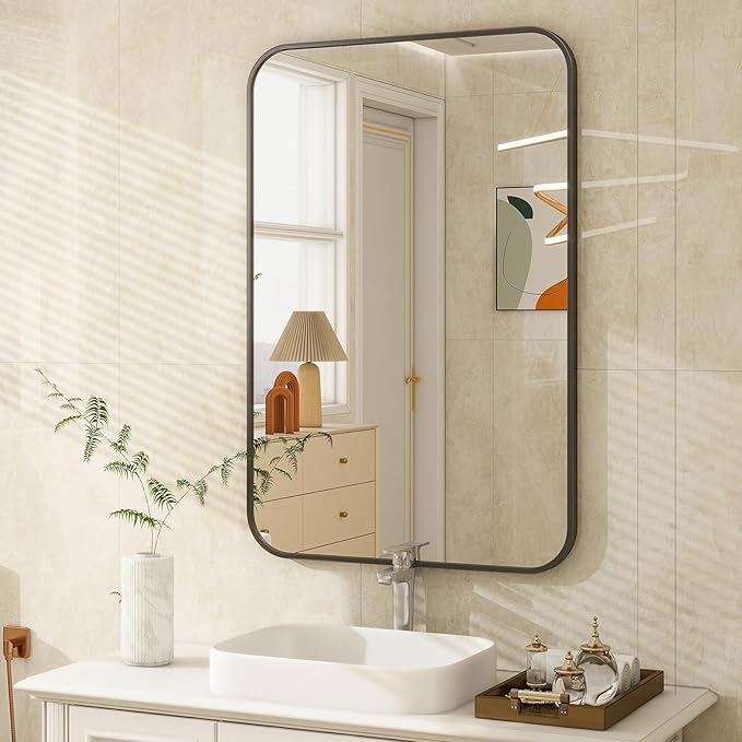 Easly 20 x 28 Inch Bathroom Mirror, Rounded Rectangular Vanity Mirror
