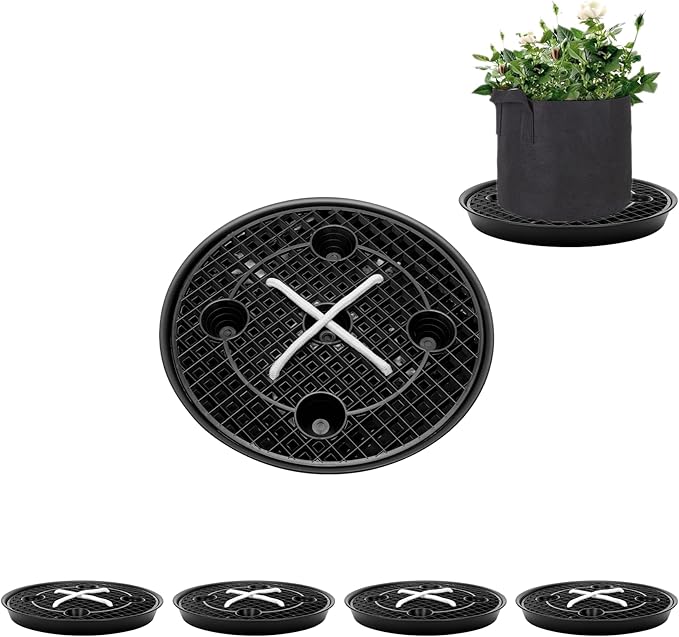 4-Pack Self-Watering Fabric Pot Base, Auto-Irrigation Water Delivery System for Plant Growth Bags, Automatic Watering Plant Saucer for Fabric Planters