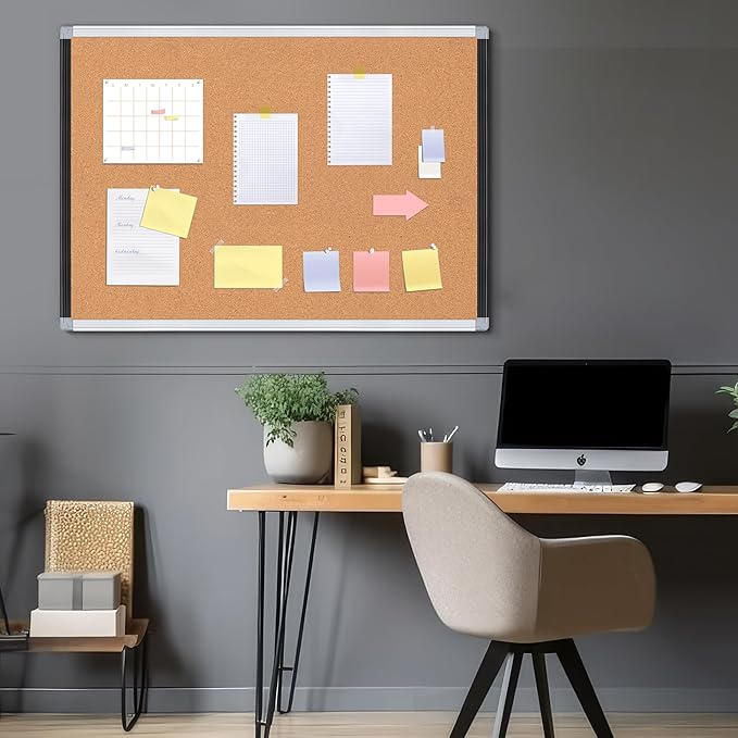 Large Cork Bulletin Board 36" x 48", 4 x 3 Office Board