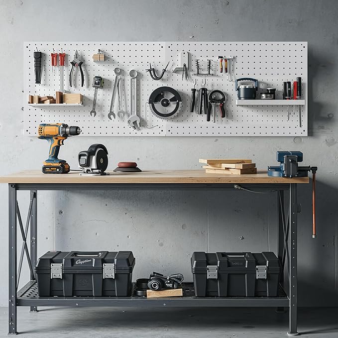 Peg Board, 3 Pack Metal Pegboard Panels White Pegboards Wall Organizer