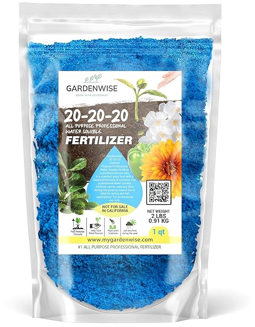 20-20-20 Water-Soluble Fertilizer â Powder for Liquid Plant Food for Indoor & Outdoor Plants, Orchids, Vegetables, Lawns, Flowers â 20 20 20 Fertilizer 1 Quart (2 lbs)