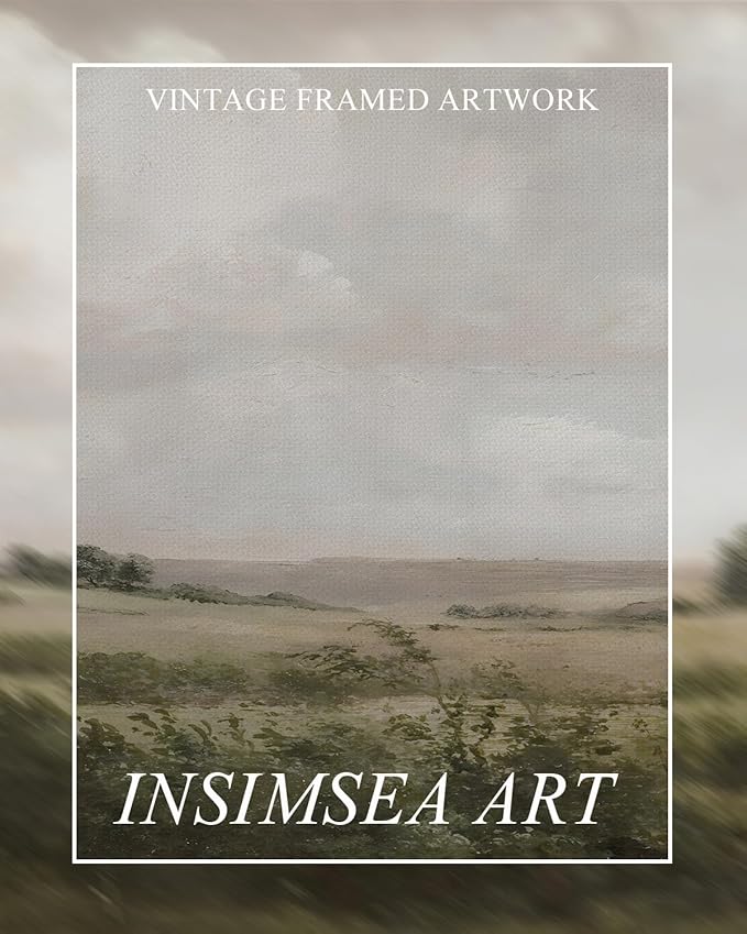 InSimSea Extra Large Framed Vintage Wall Art, Living Room Country Farmhouse Decor, Wilderness Landscape Paintings, Canvas Prints, Retro Farm Long Picture for Bedroom Above of Bed,20x40inch