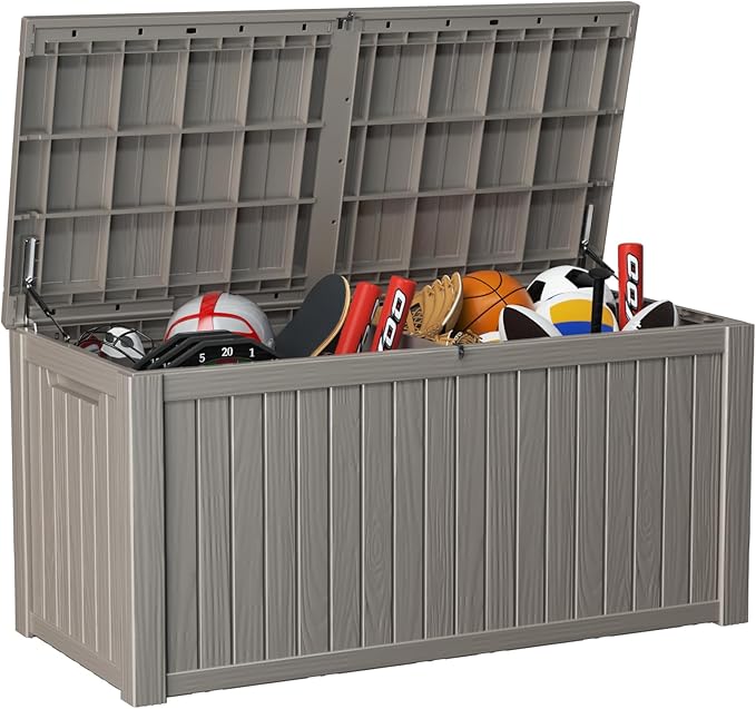 150 Gallon Outdoor Storage Box â Waterproof Deck Box for Patio & Garden,Light Brown