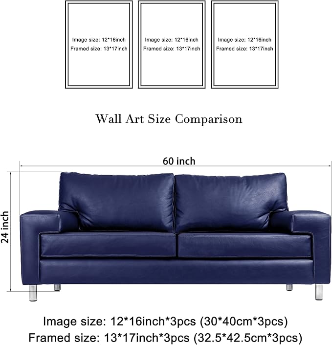 Wieco Art Framed 3 Panels Canvas Prints of Vincent Van Gogh Paintings