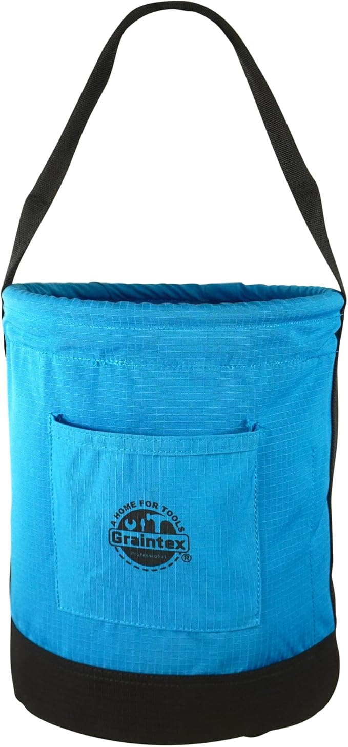 Graintex Canvas Utility Bucket 12"x15", Round Tool Bucket, Reinforced Base & Carry Handle, Ripstop Canvas, Multi-Purpose Bag for Jobsite, Home Use - Royal Blue