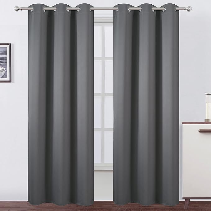 LEMOMO Grey Thermal Blackout Curtains/42 x 84 Inch/Set of 2 Panels Room