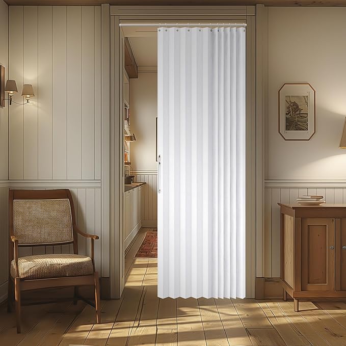 AJAZZ 100% Blackout Accordion Doors Interior Magnetic Door Curtain Closet Door