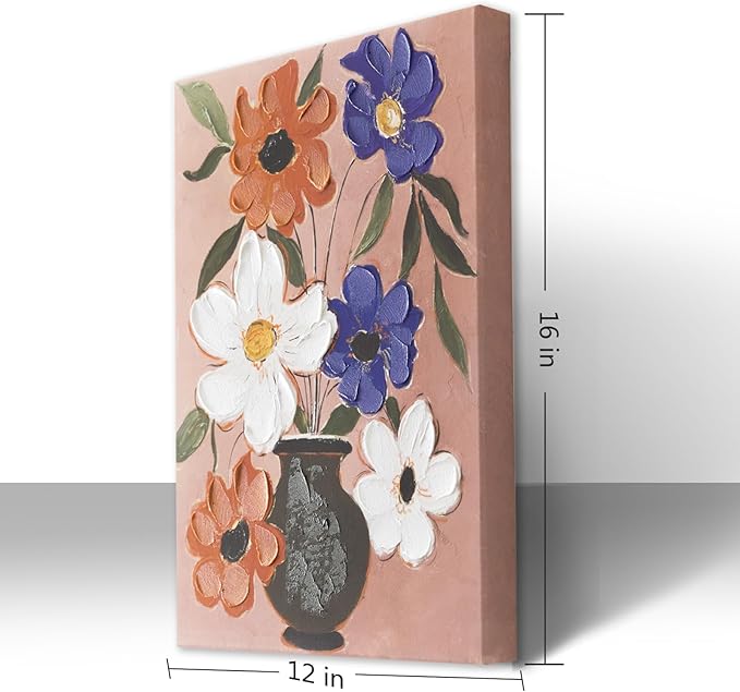 JolyWell Flower Market Print Decor, Abstract Modern Floral Oil Painting-Purple