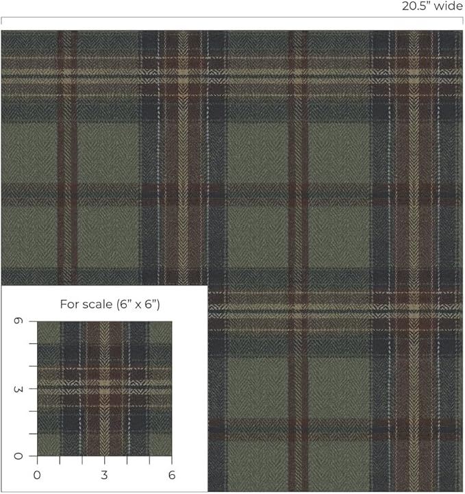 NextWall Harry & Grace Herringbone Plaid Premium Matte Non-Woven Peel and Stick
