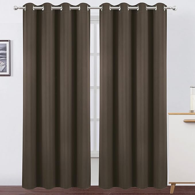 LEMOMO Blackout Curtains 66 x 84 inch/Chocolate Brown Curtains Set of 2
