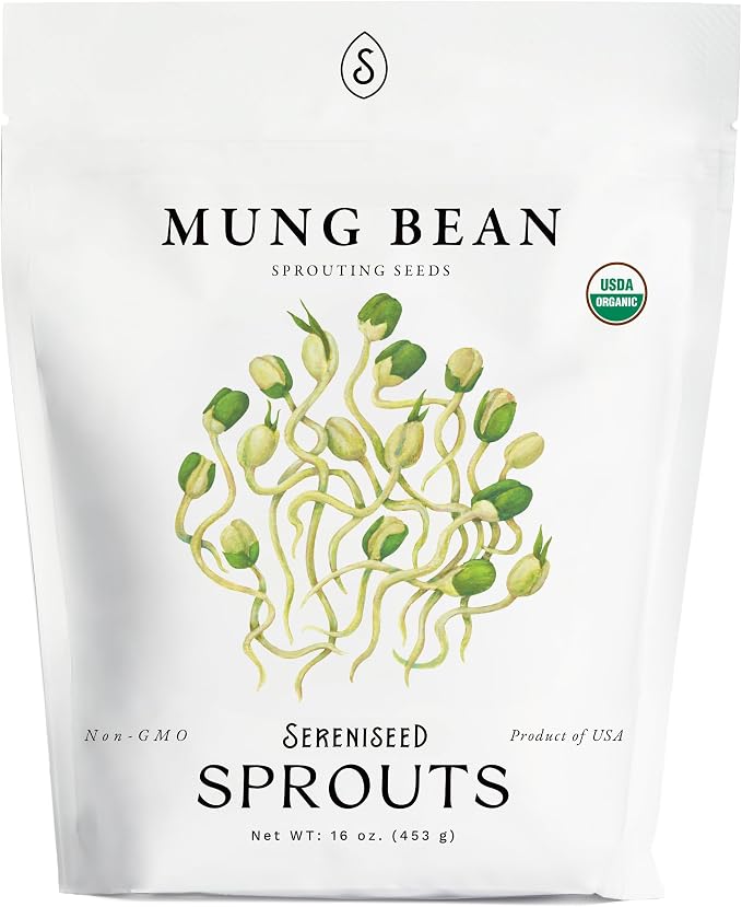 Organic Mung Bean Sprout Seeds (16 oz) â Non-GMO, Heirloom Seeds for Sprouting and Microgreens