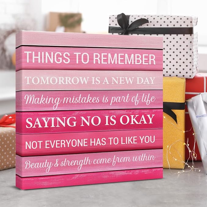 Inspirational Pink Wall Art Decor, Preppy Motivational Room Sign