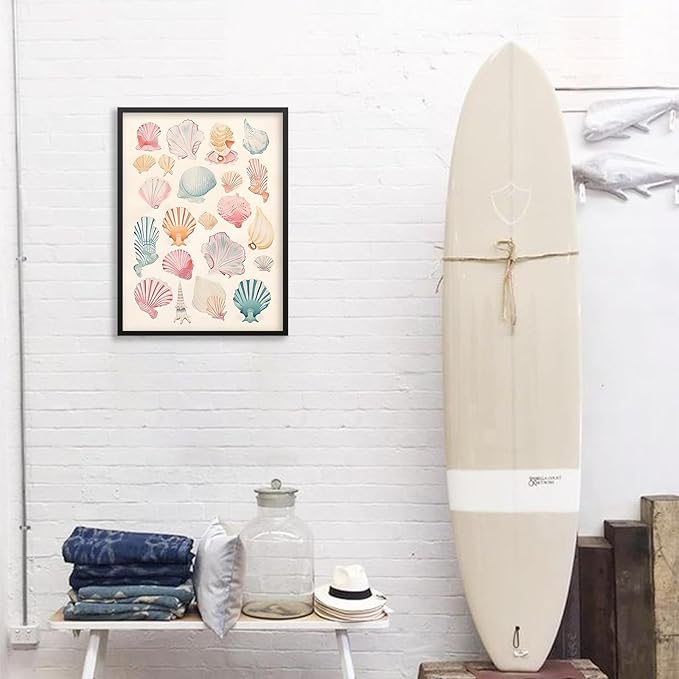 Pink Seashell Posters Coastal Cowgirl Canvas Wall Art Beach House Starfish