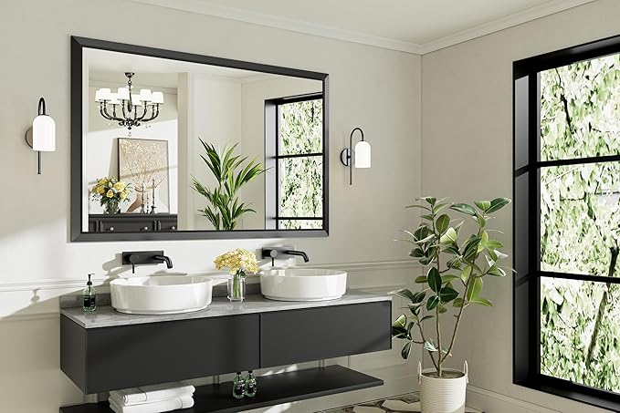Briivue 60x40 Inch Black Bathroom Mirror