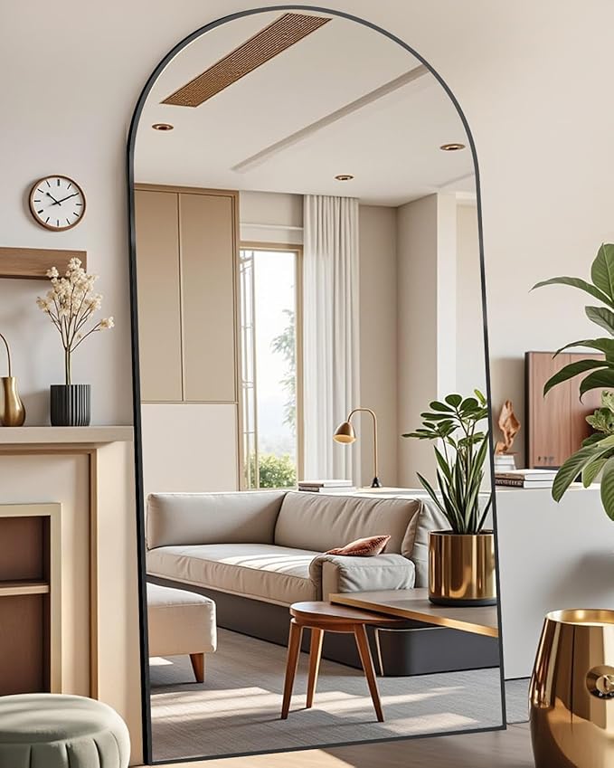 DMWOODFL 81"x41" Black Arched Full Length Mirror