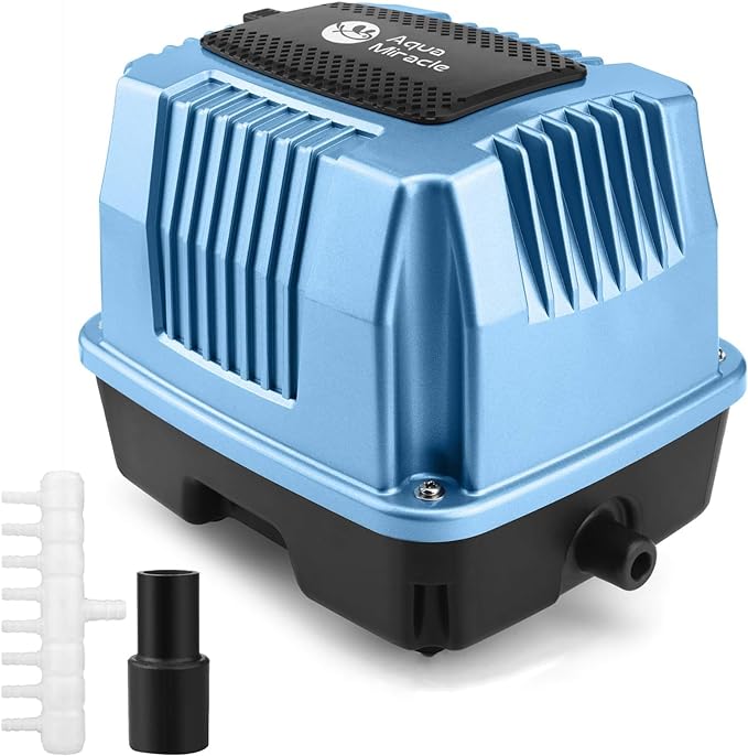 AquaMiracle Super Powerful Linear Air Pump AP-40/AP-60/AP-80 Pond Aerator, Septic Air Pump, Hydroponic Air Pump, Koi Pond Air Pump 635/950/1350GPH, for Waste Treatment, Fish Farm, Seafood Restaurant